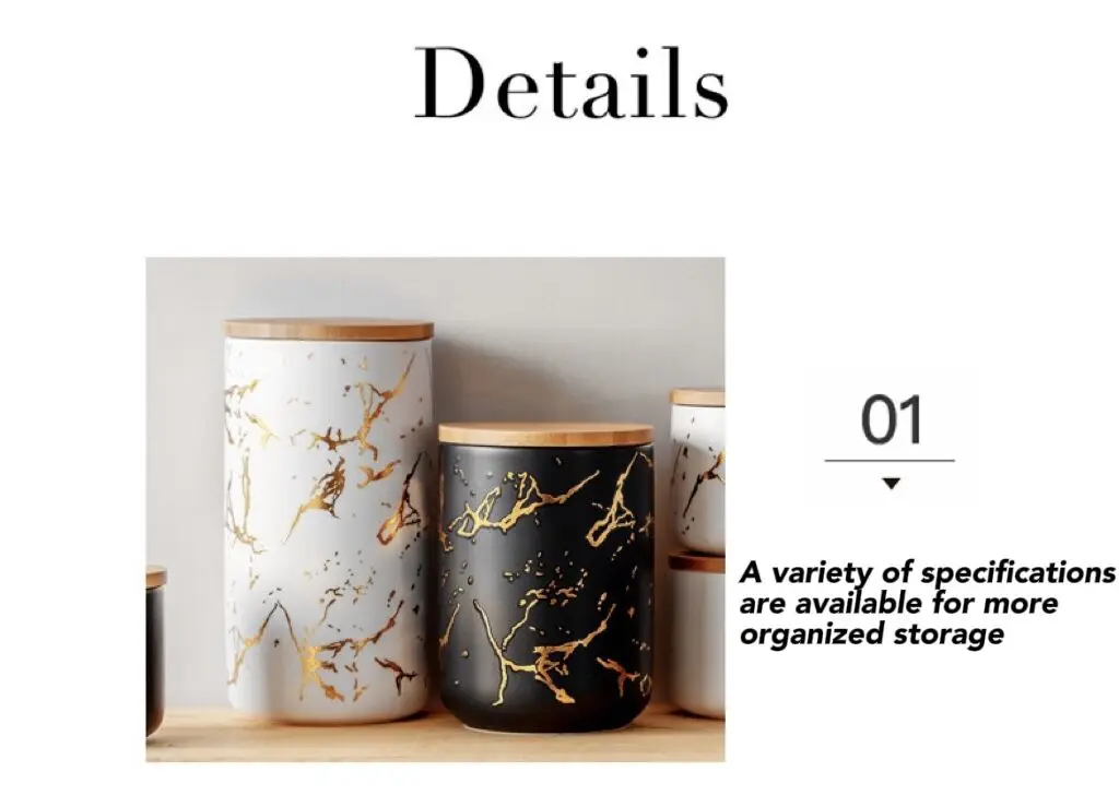 Wholesale Nordic new gold and marble design porcelain food seasoning condiment ceramic storage jar with lid manufacture