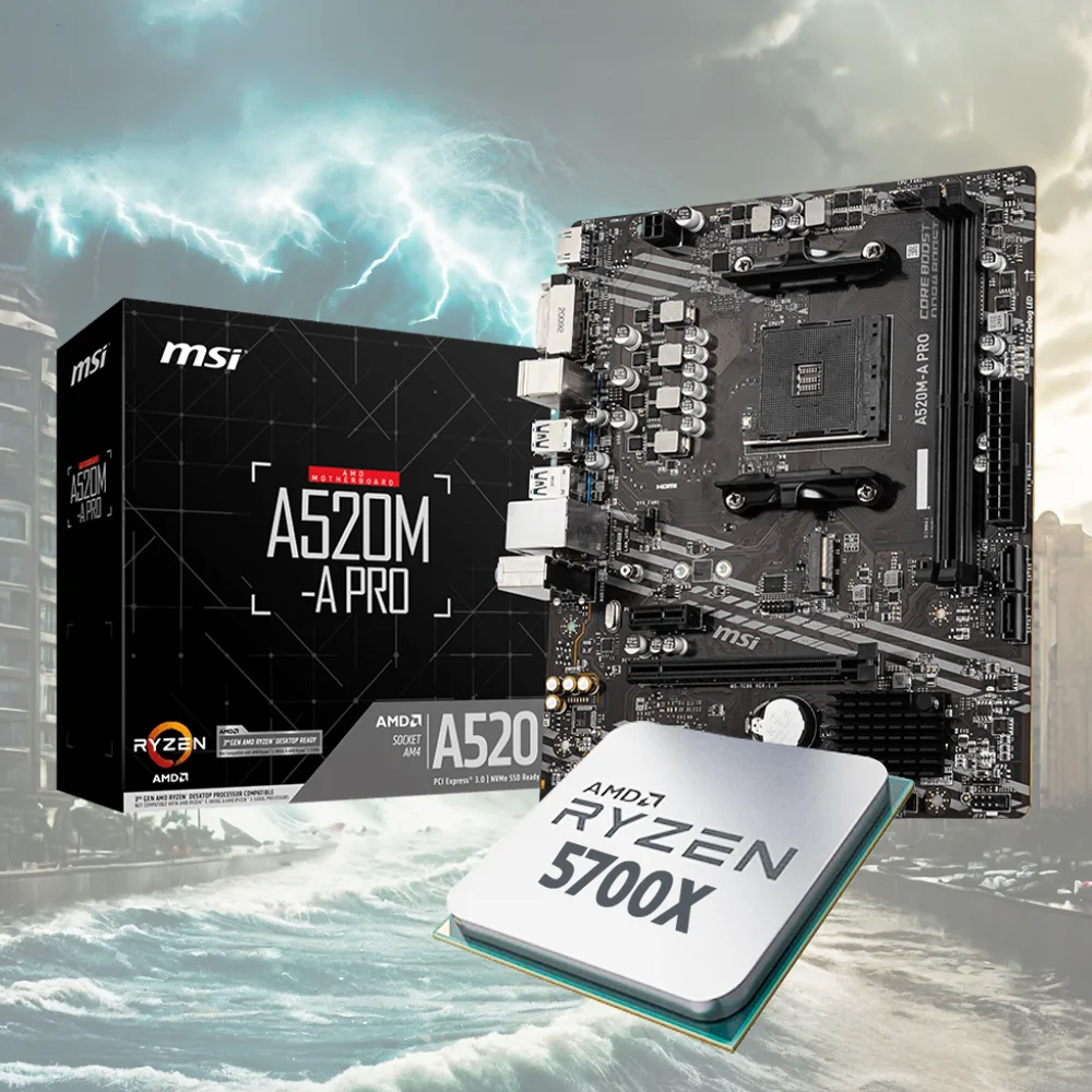MSI PRO A520M-A PRO Motherboard(AM4, M-ATX, DDR4) with AMD Ryzen 7