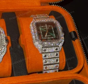 41mm Blue Roman Dial Gra Certified Moissanite Iced Hip Hop Unisex Luxury Wrist Watch Party Gold Plated Sterling Silver Indian