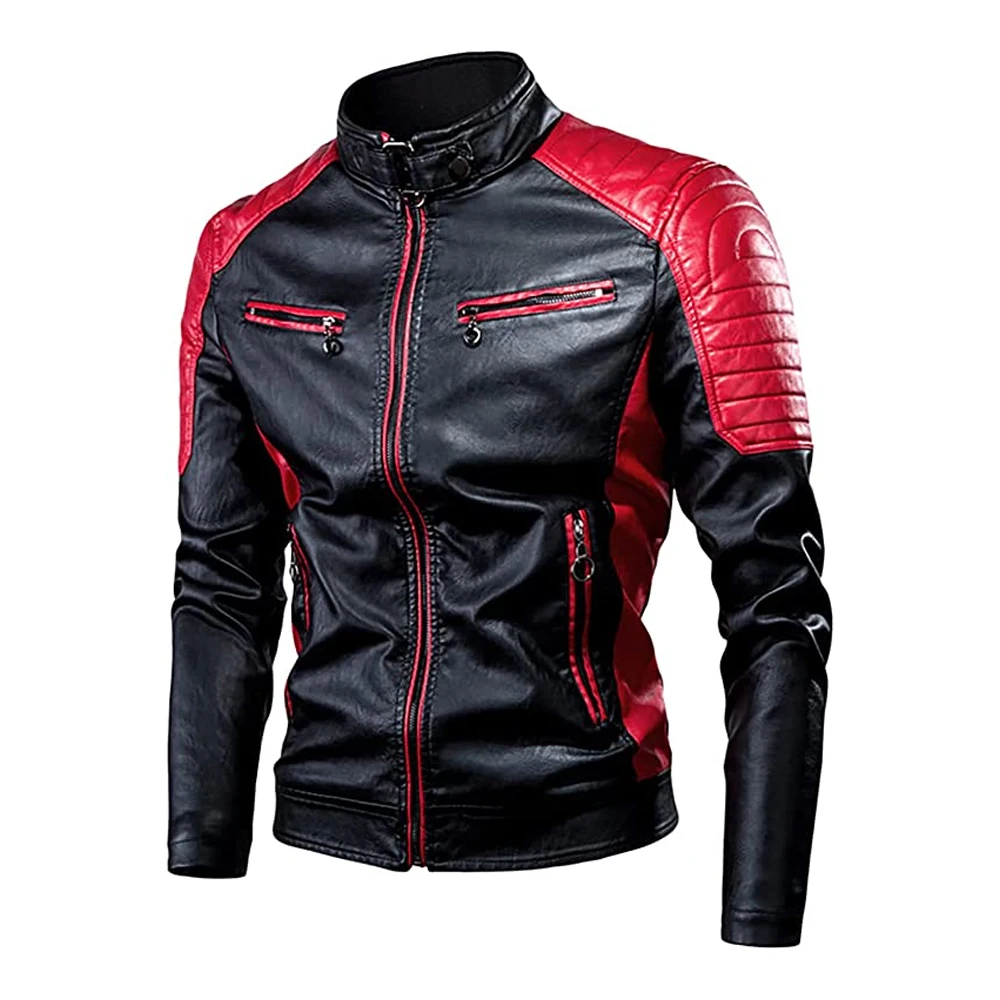 Full Sleeves Comfortable Motorbike Leather Jackets Custom Made