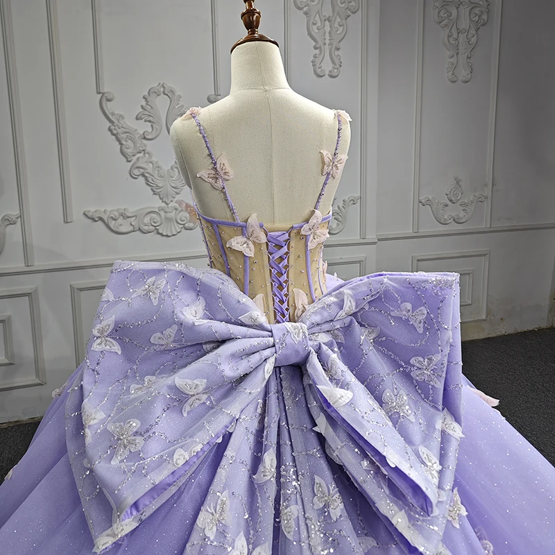 Jancember 5690 Luxury Purple Butterfly Bow Empire Evening