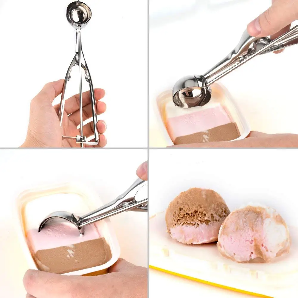 2023 Wholesale Food Grade Stainless Steel Cookie Ice Cream Scoop Melon Meat  Baller Muffin Scooper