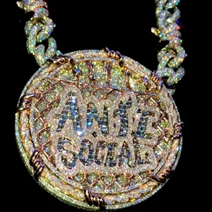 Diamond Fine Jewelry Pendants & Charms High Quality Customized Iced Out Sterling Silver Hip Hop Moissanite Brilliant Cut Pendant