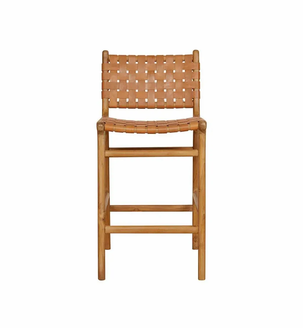 Барный стул из тика стулья натуральной коричневой коровьей кожи мебель высокого качества для