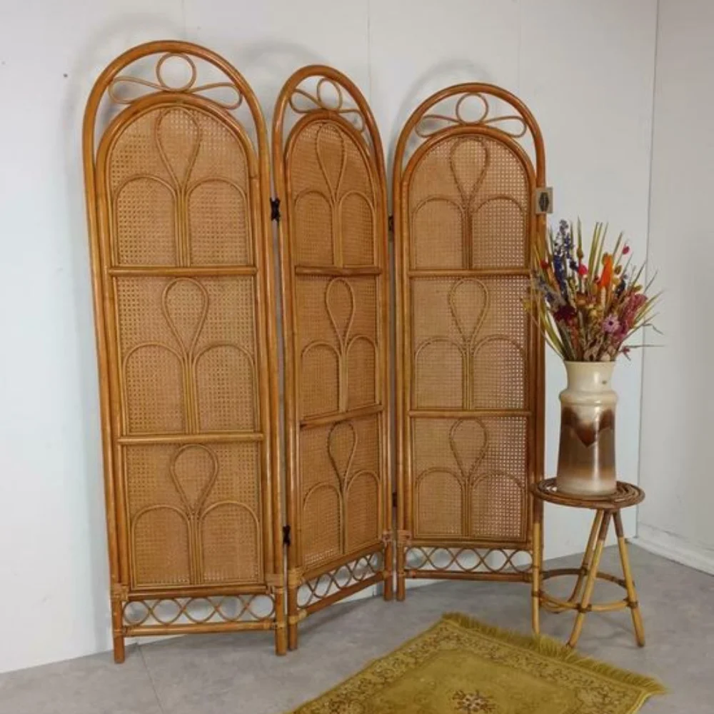 Environmentally Vintage Natural Rattan Room Divider Wall Panel Handmade