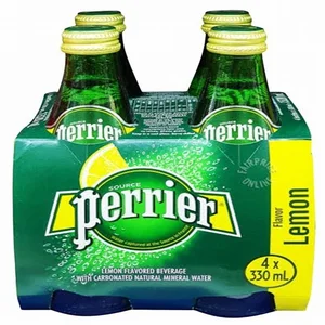 Perrier Natural Pure Lemon Sparkling Water Carbonated Mineral Potable Water in Glass Bottle