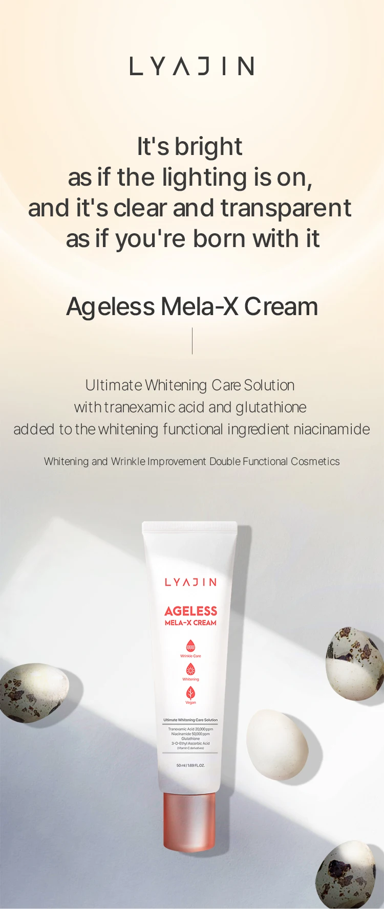 Facial Cream Lyajin Ageless Mela X Cream Strengthening Elasticity