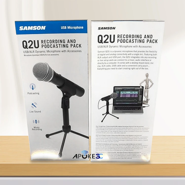 Samson Q2U Recording and Podcasting Pack – USB/XLR Dynamic Microphone with  Accessories