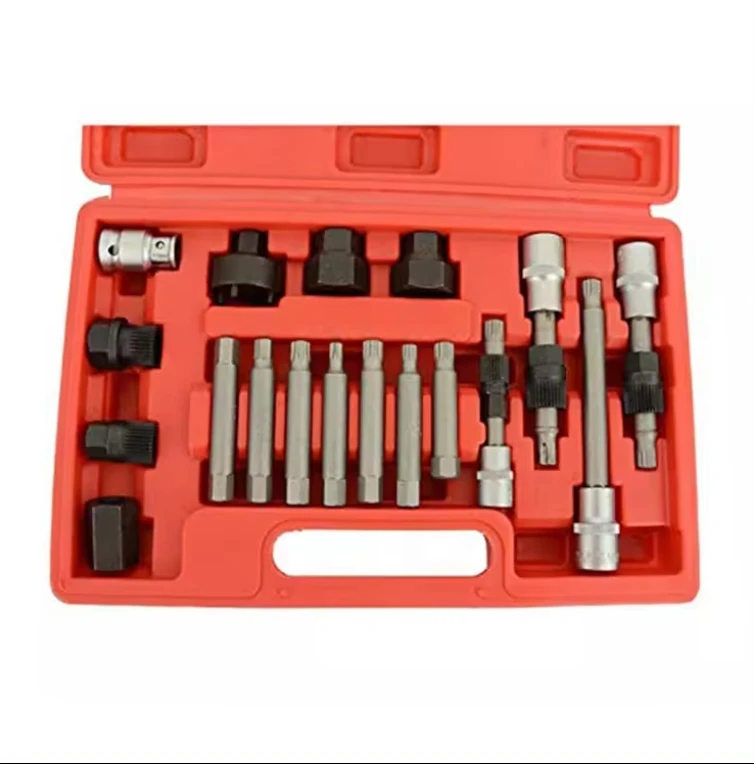 Auto Alternator Decoupler Pulley Tool Combined Socket Bits Set Kit