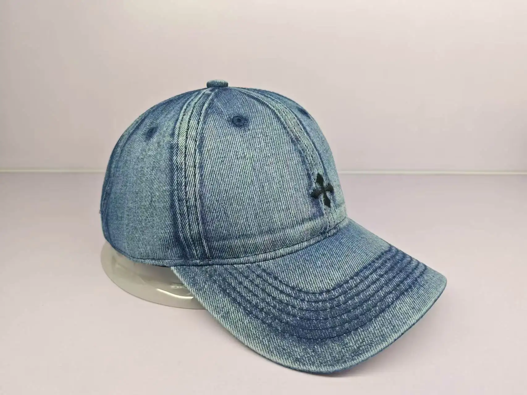 Cross Flower Logo Embroidery Soft Cowboy Baseball Hat