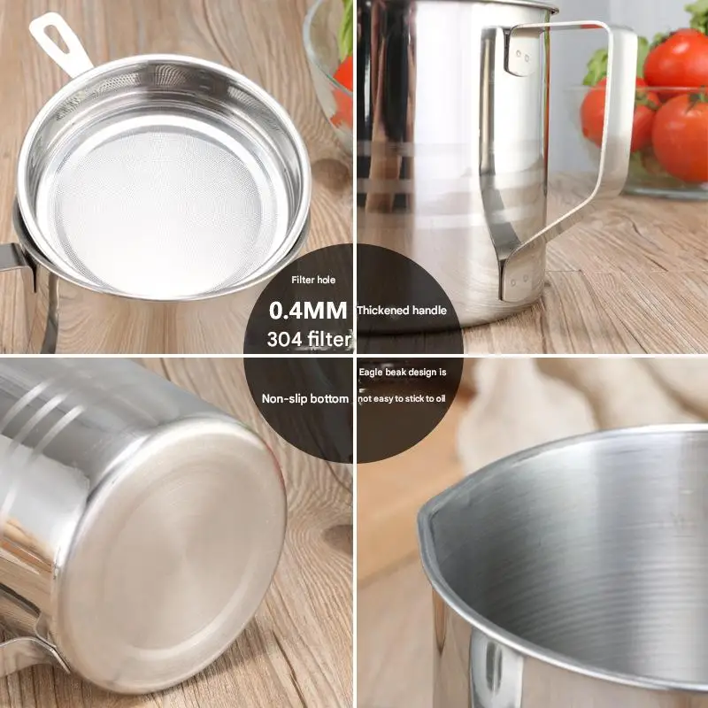410 Stainless Steel Oil Pot Kitchen Household No-hanging Oil Container Soy Sauce Vinegar Seasoning Bottle Large Oil Pot