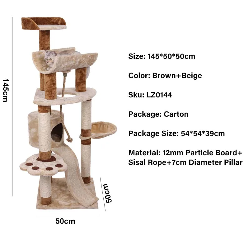 Amazon Hot Sale Premium Multilevel Cat Tree Tower Luxury Cat Scratcher