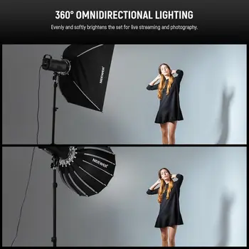 NEEWER 22inch/55cm Parabolic Softbox Quick Set up Quick Folding, with Diffusers/Grid/Bag, Compatible with Aputure 60X S 150c detail image