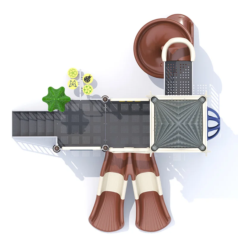 Feelkids ALITA-NC24018 High-Capacity Outdoor Plastic/Galvanized Pipe Slide Multi-Play Kids Activity Center PE Board Equipment supplier