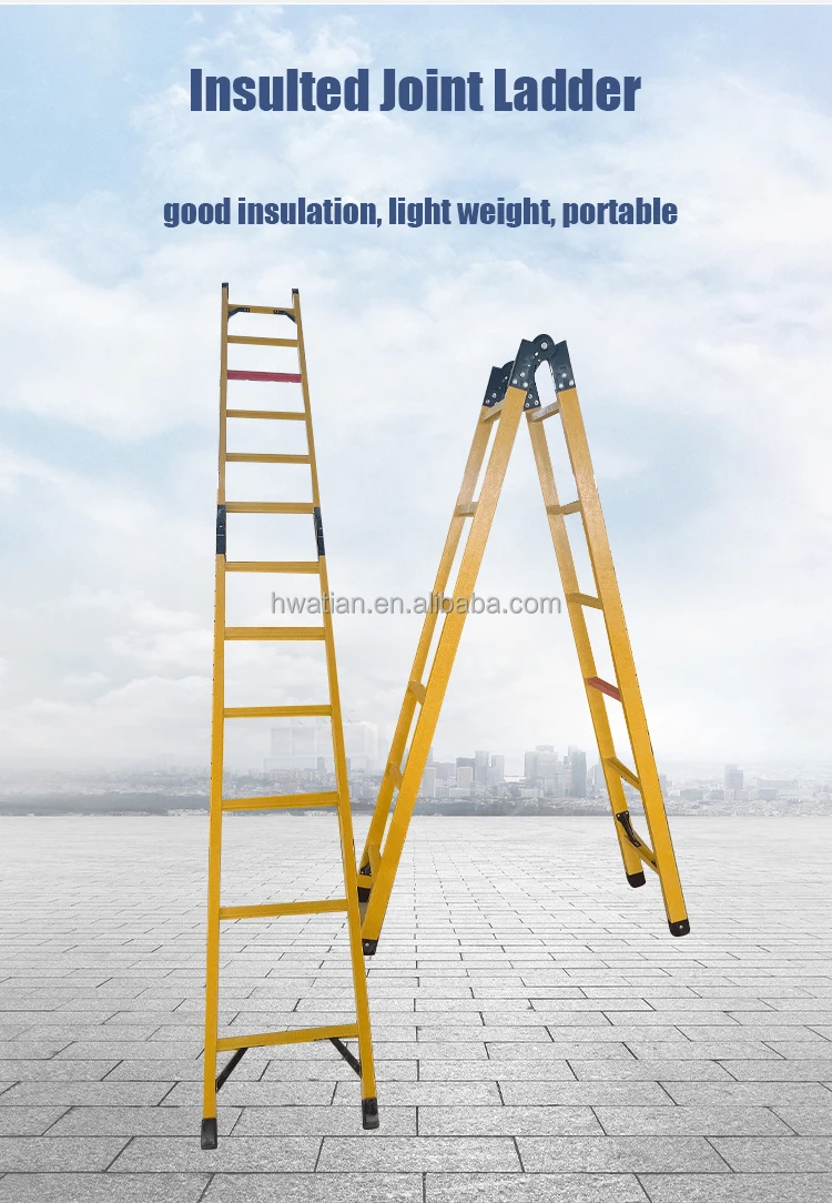 Electric Insulating Double Sided Multipurpose Fiberglass Extension Ladders Foldable Fiberglass Ladders Extension Ladders