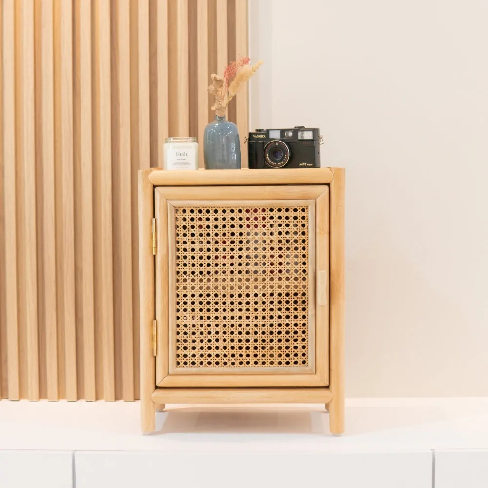 Small Size Rattan Cane Storage Cabinet - Perfect for Living Room