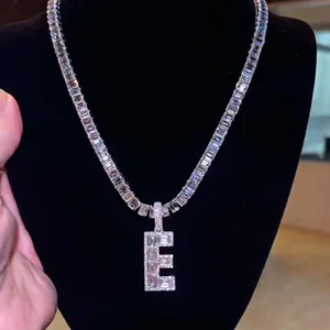 ICEDJEWELZ Iced Out Hip Hop Moissanite Pendant Sterling Silver Gold Plated High Quality Customized Tennis Chain with Pendant