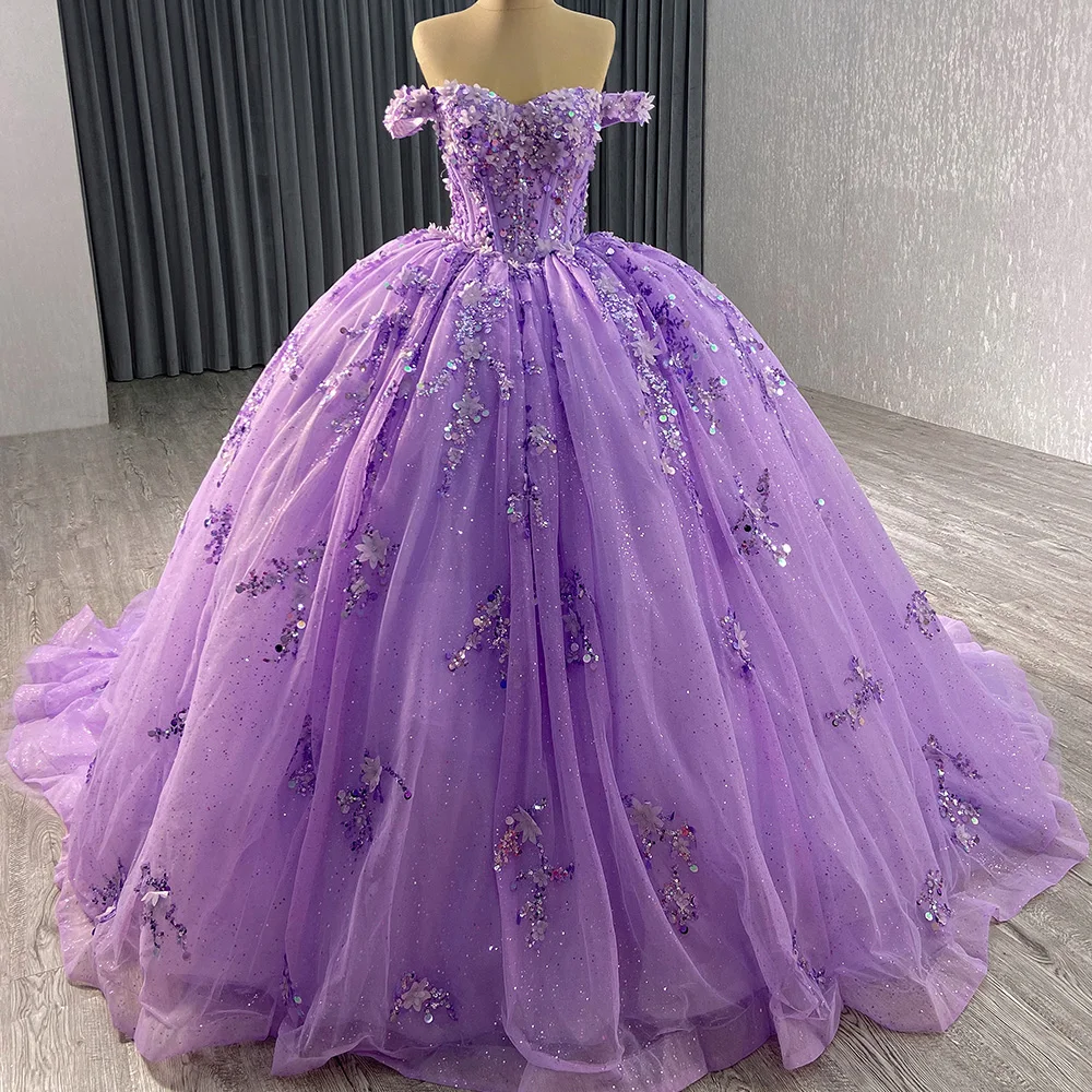 purple puffy quinceanera dress Light Purple Ball Gown Quinceanera Dress