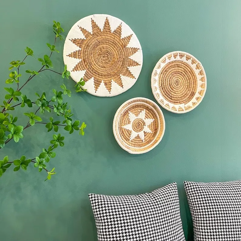 Natural Water Hyacinth Wool Wall Decor Wall Hanging Basket Decoration