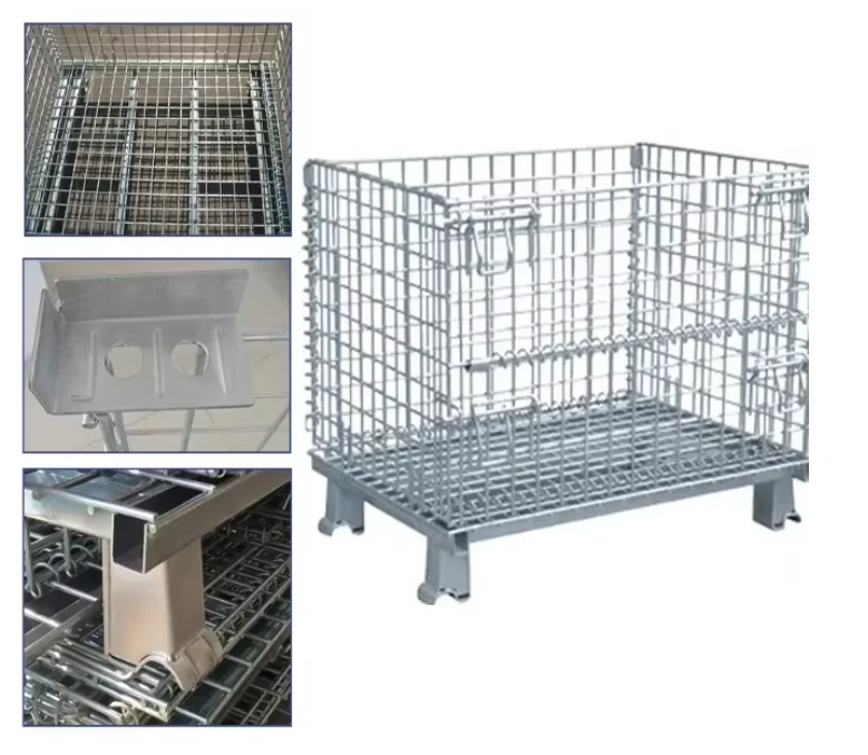 High Quality Storage Baskets Collapsible Stillage Cage Wire Mesh Container Pallet Box Foldable Metal Storage Rack Pallet Vietnam