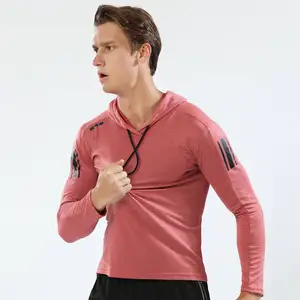 Male Training Shirts Quick Drying Gym Clothing Musculation Sportswear Fitness Running Hoodies Hooded Sweater
