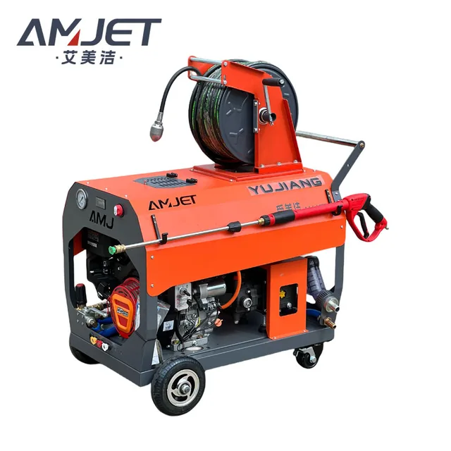 Commercial 200BAR Diesel Gasoline High Pressure Sewer Cleaning Machine Mobile Sewer Dirt Cleaning