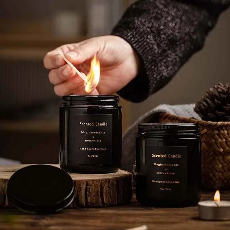 Alibaba.com: Black scented luxury wax candles in glass jar, customized ...