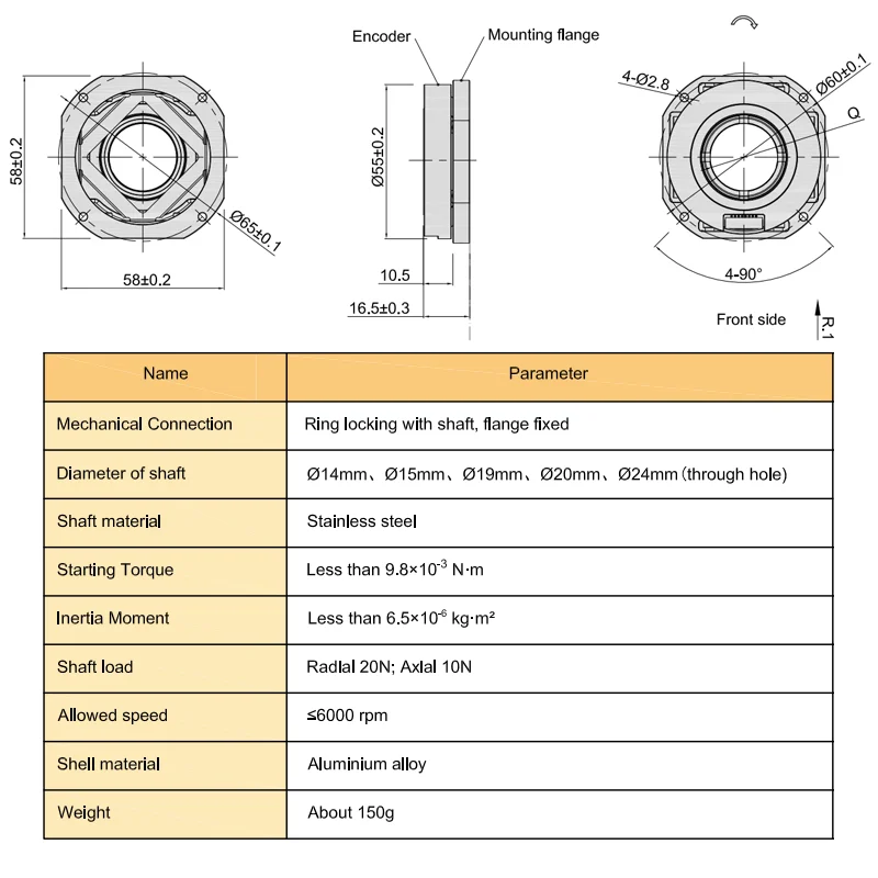 24 bit absolute magnetic rotary encoder RS485 output
