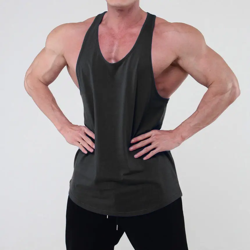Hot Popular Workout Running Training Breathable Solid Color Gym Athletic Sleeveless Tank Top Men Stringer