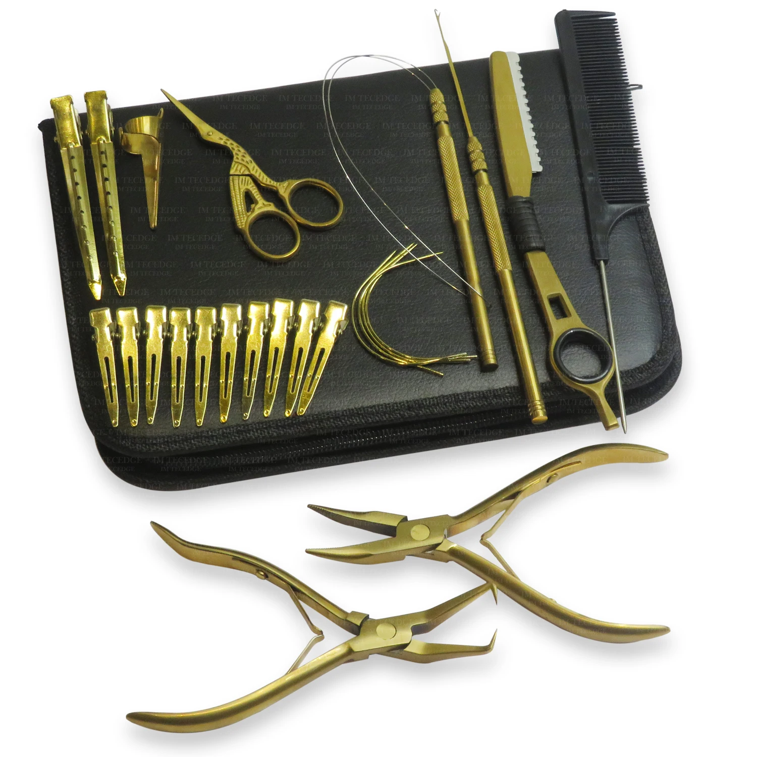 Hair Extension Applicator Tools Kit Micro Link Pliers Set Hair Parting & Styling Comb Micro Bead Hair Extension Tools 5 Pieces