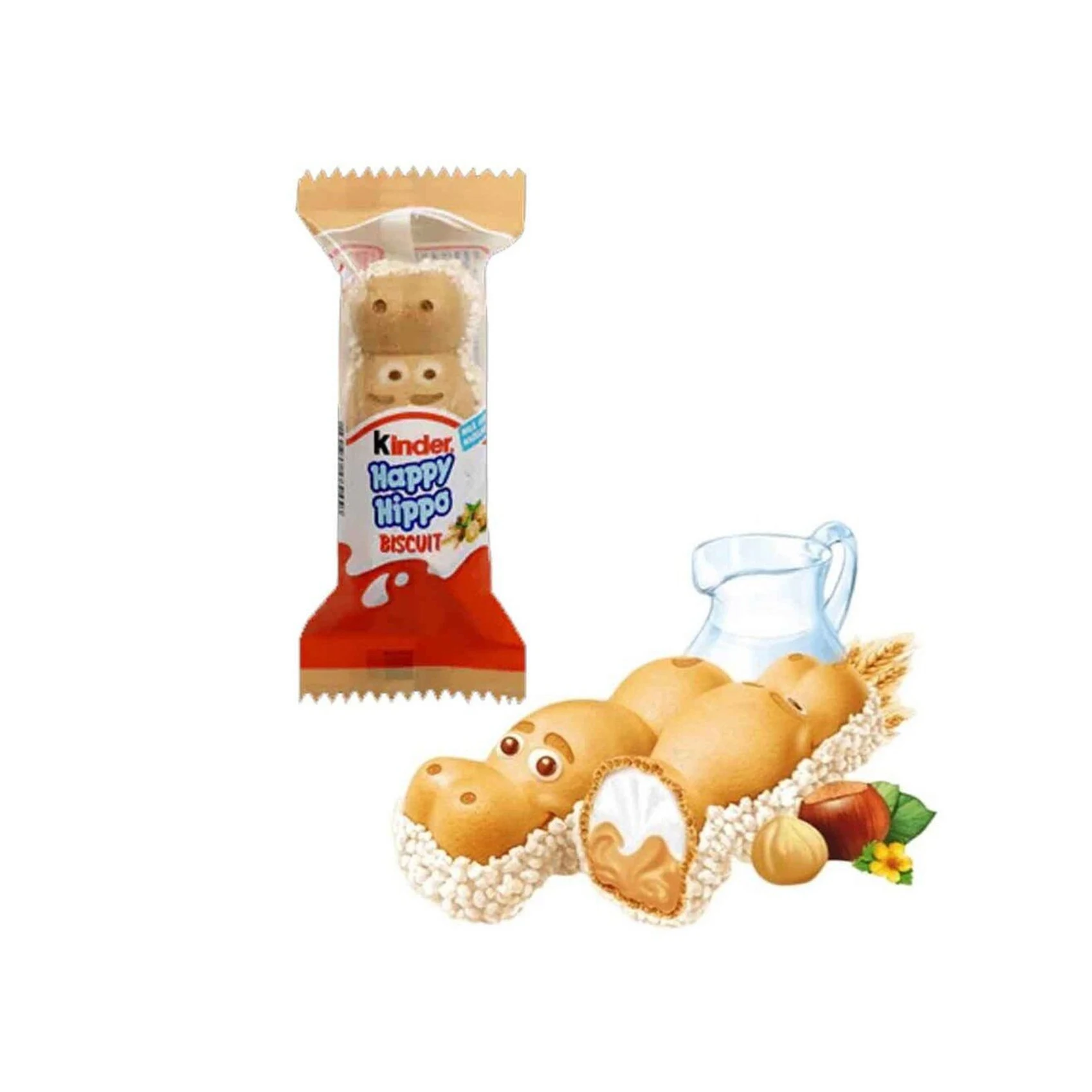 Kinder Happy Hippo a Fun and Delicious Chocolate Bar with Candy Biscuit and Nut for Kids and Adults