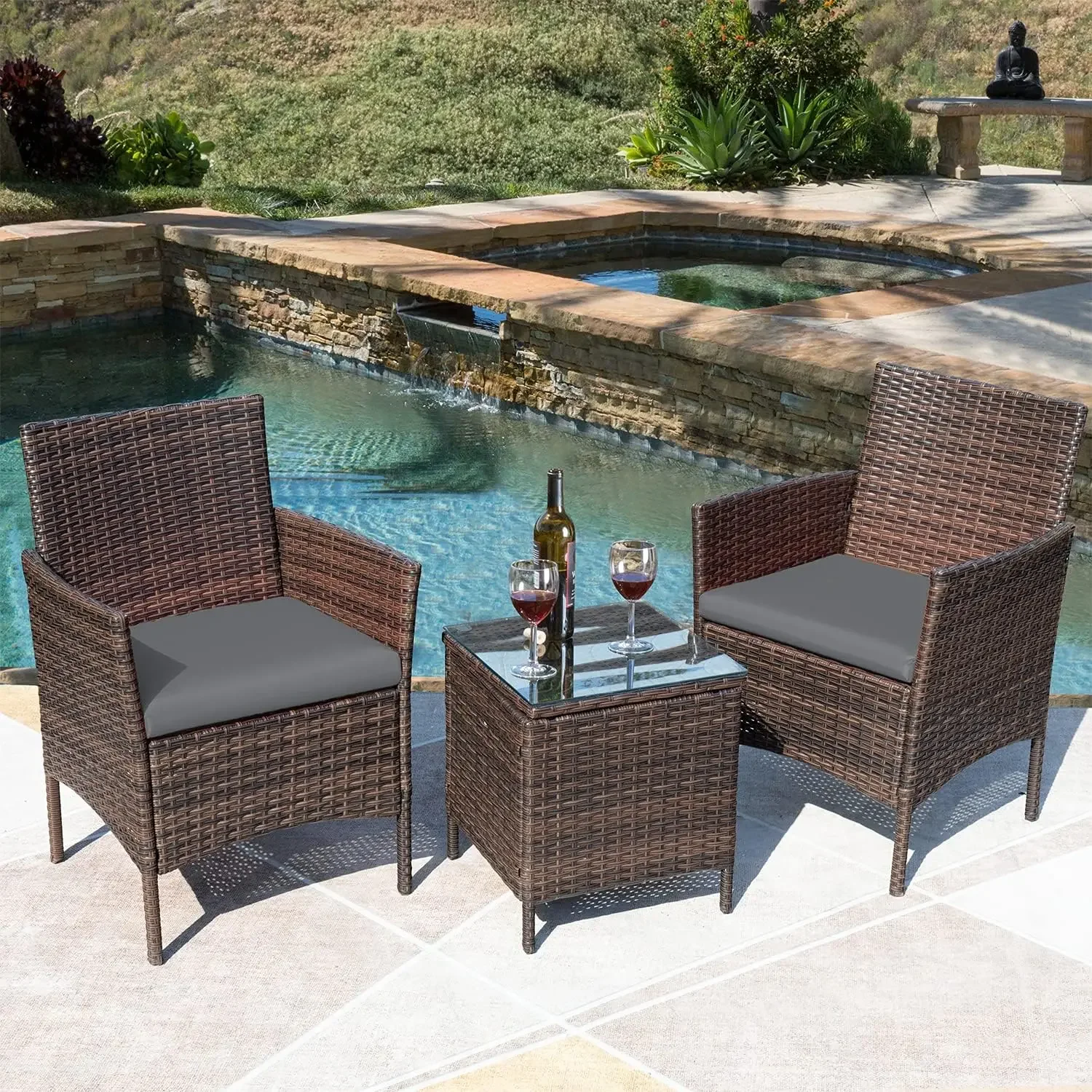Outsunny rattan dining set garden patio furniture 6 chairs table wicker brown 5055974812864 ebay
