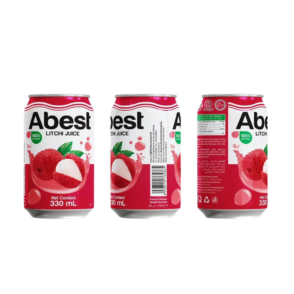 Abest 330ml Canned Lychee Drink Fresh Flavored Fruit Juice Concentrate with Water Sugar Dried Style Bottle Packaging Soft Drinks