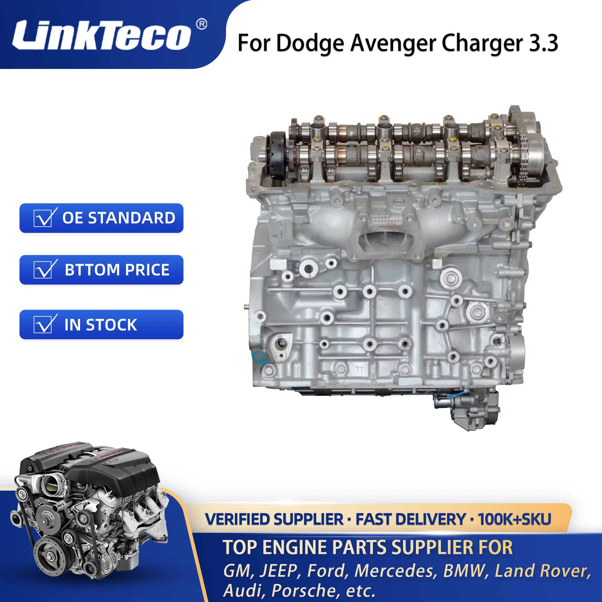Linkteco High-quality V6 Engine Assembly for Dodge Avenger Charger 3.3L 2014-2021 4666031AB