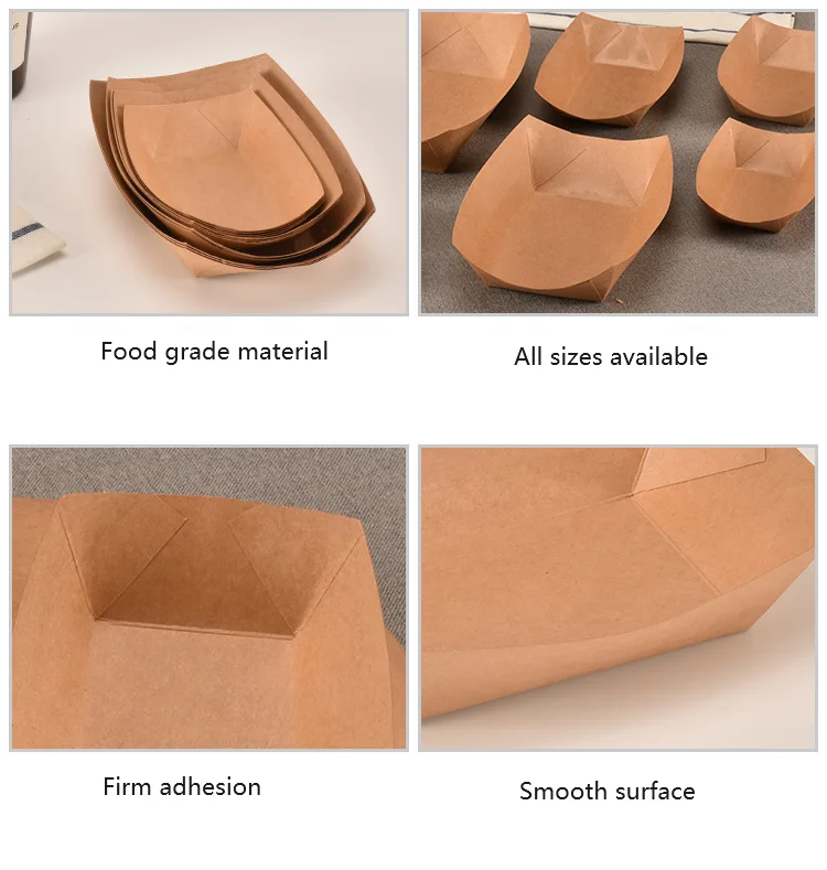 Disposable Trays Kraft Paper Food Tray 4 Corner Pop Up Paperboard Food Box Brown Greaseproof Food Paper Box supplier