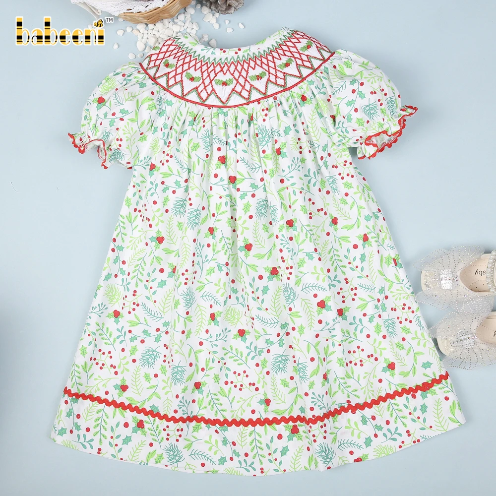 Christmas Floral Printed Smocked Dress Oem Odm Customized Hand Made ...