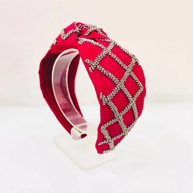 Multicolor Cross Knotted Hand Beaded And Jeweled Holiday Hoop Headbands ...