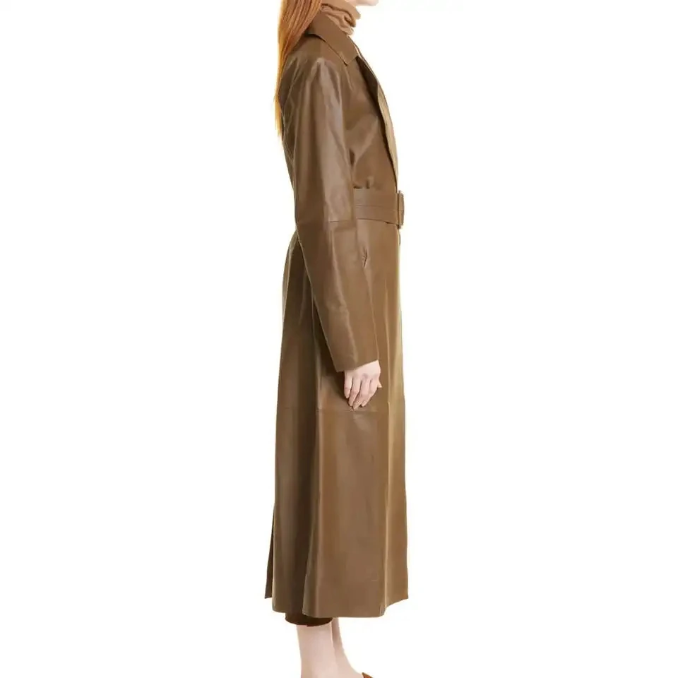 Hot Selling Winter Wear Long Coat For Women Fashionable Slim Windproof Cowhide Leather Casual Long Coat For Girls By Power Hint - Image 3