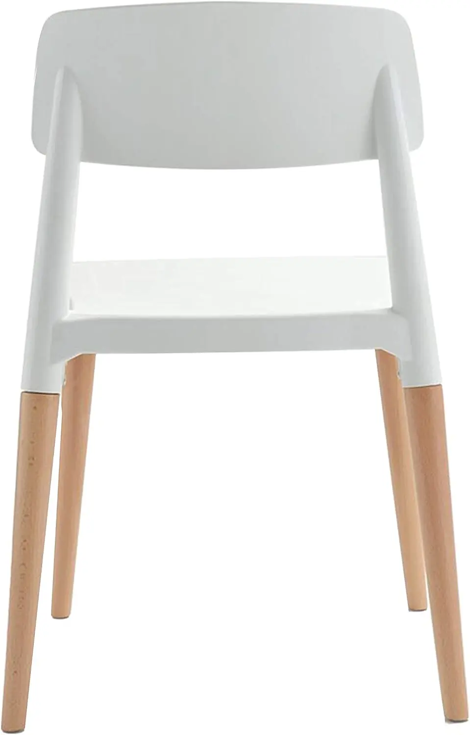 Fabulaxe Modern Plastic Dining Chair Open Back With Beech Wood Legs