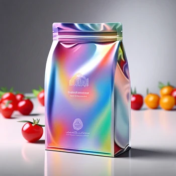 Custom holographic mylar bag Biodegradable Stand-Up PET Plastic Bag Zipper Smell Proof for Dry Foods & Other Products Packaging