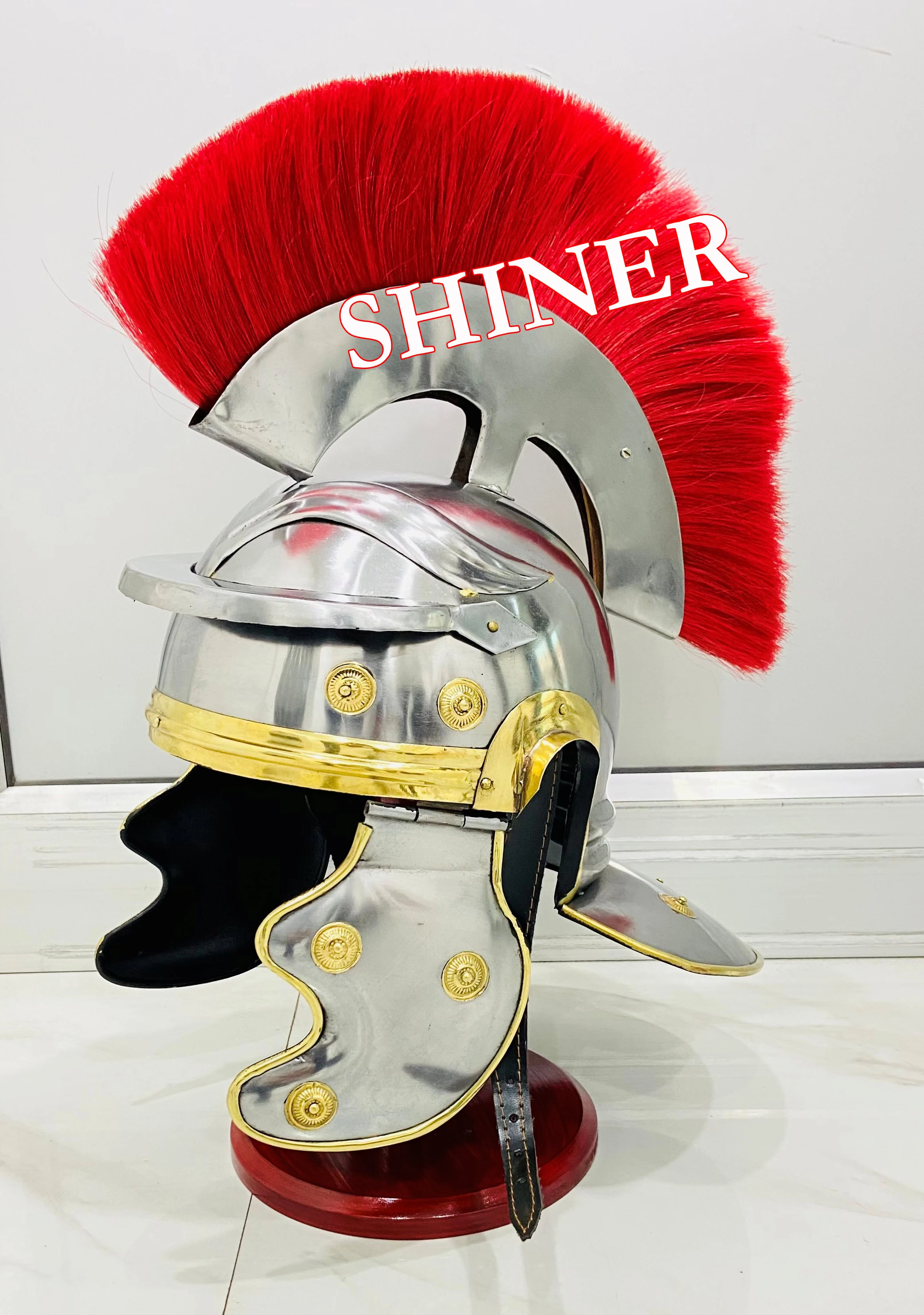 Medieval Roman Centurion Helmet With Red Plume 18g Mild Steel Wearable ...