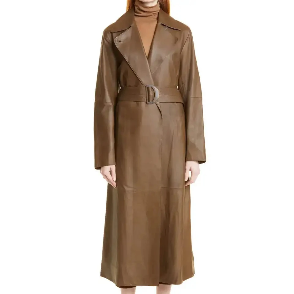 Hot Selling Winter Wear Long Coat For Women Fashionable Slim Windproof Cowhide Leather Casual Long Coat For Girls By Power Hint - Image 1