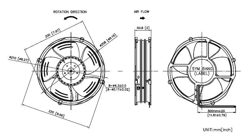 Brushless Motor, D20070D-Y, 48V, Plastic, Axial - detail 2