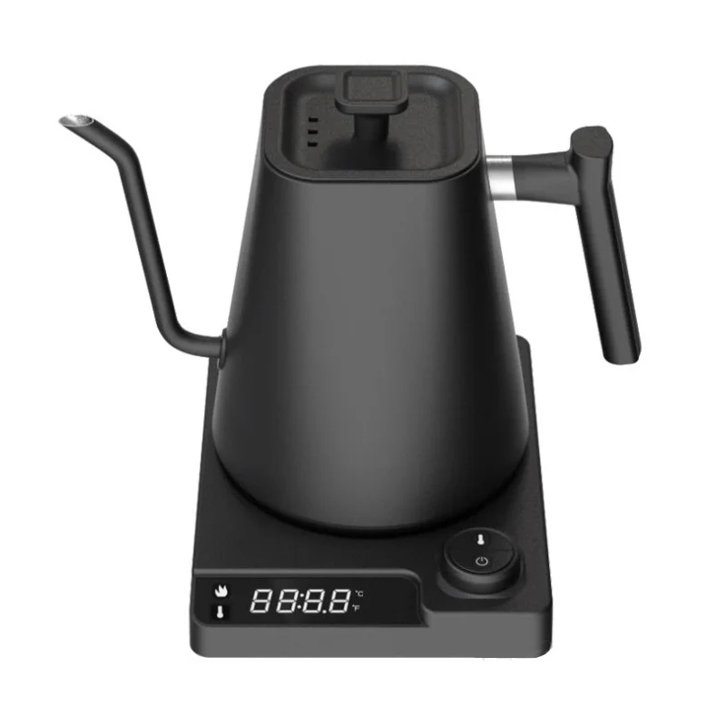 Electric Gooseneck Kettle with Digital Display, 1L Capacity, Wood Handle Pour Over Coffee & Tea Brewing
