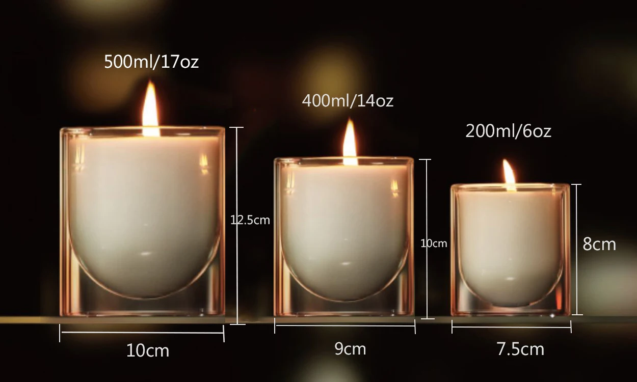 Home Decorative Colorful Hand Blown Scented Candle Vessels Double Wall