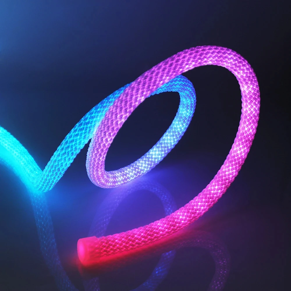 Гибкие красочные IP67 заводская цена круглые светодиодные неоновые гибкие светильники 360 градусов нейлоновые тканые сетчатые подвесные люстры