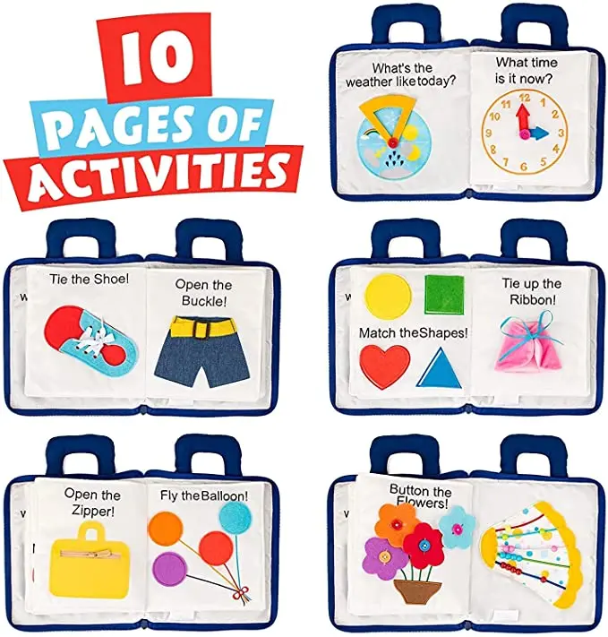 Oem Cloth Book Bag For Young Children Fabric Cloth Interactive Book