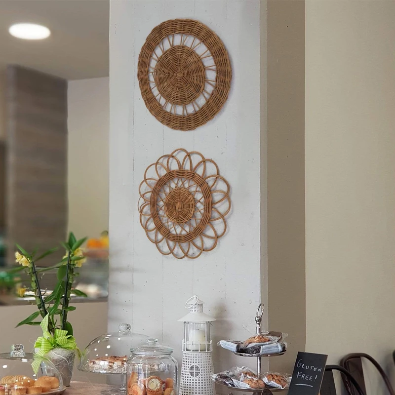 Natural Touch Flower Shape Round Rattan Placemat (set Of 4) Dining