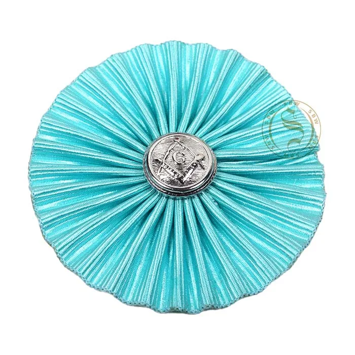 Turquoise Color Masonic Master Mason Rosettes with Button | Wholesale Regalia Rosettes for Accessories