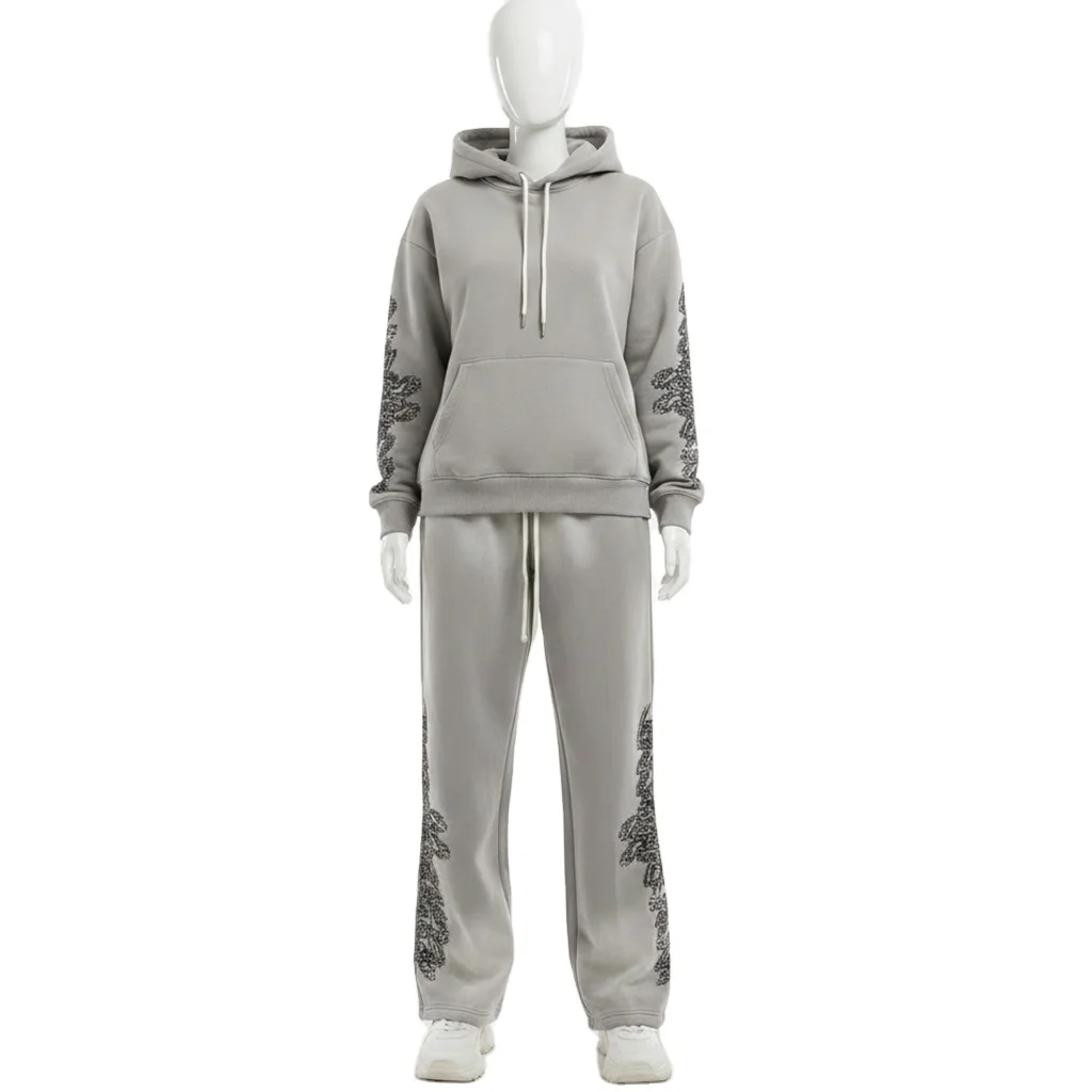 Glory Custom Distressed Heavyweight Tracksuit 100% Cotton Soft Breathable Fabric Hoodie With Jogger Sweat Pant For Unisex Wear